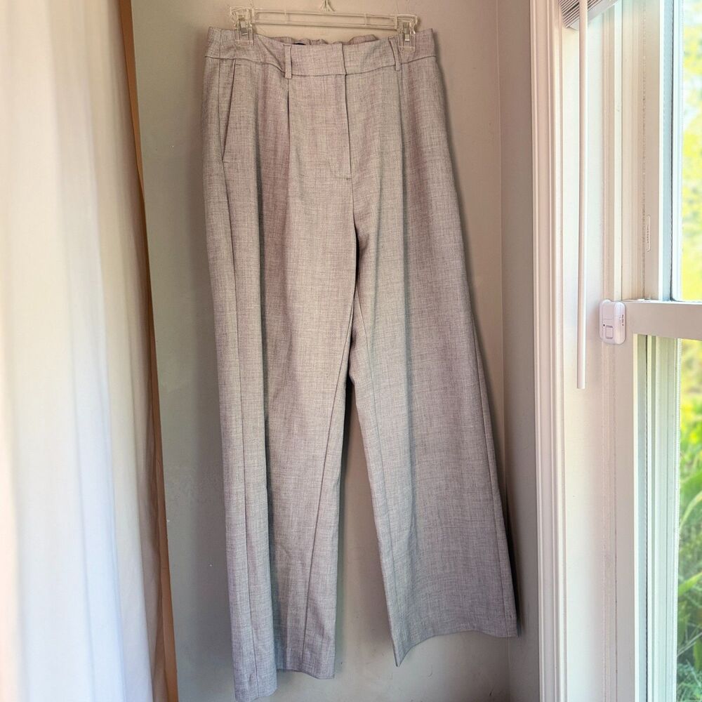 Old Navy Taylor Extra High Rise Wide Leg Adjust Waist Trousers Gray Taupe Size 8